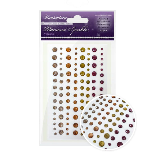 Hunkydory Crafts - Diamond Sparkles Gemstones - Midnight Shimmer - Volcano. Fiery earthy colours laced with sparkle and shine make up the new Diamond Sparkles Gemstones – Midnight Shimmer – Volcano selection. Available at Embellish Away located in Bowmanville Ontario Canada.