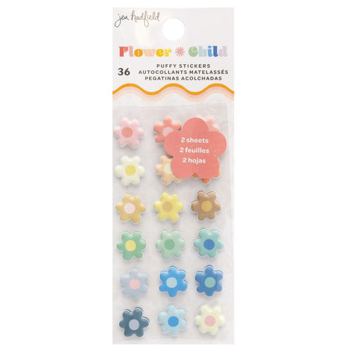 Jen Hadfield - Mini Puffy Stickers - 36/Pkg - Flower Child. Available at Embellish Away located in Bowmanville Ontario Canada.