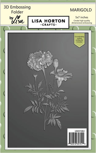 Lisa Horton Crafts - 5X7 - 3D Embossing Folder With Die - Marigold. Available at Embellish Away located in Bowmanville Ontario Canada.