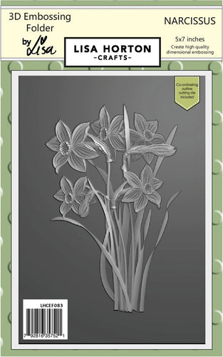 Lisa Horton Crafts - 5X7 - 3D Embossing Folder With Die - Narcissus. Available at Embellish Away located in Bowmanville Ontario Canada.