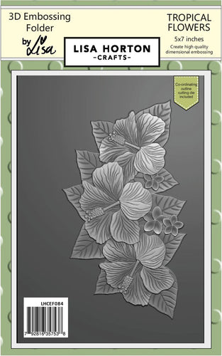 Lisa Horton Crafts - 5X7 - 3D Embossing Folder With Die - Tropical Flowers. Available at Embellish Away located in Bowmanville Ontario Canada.