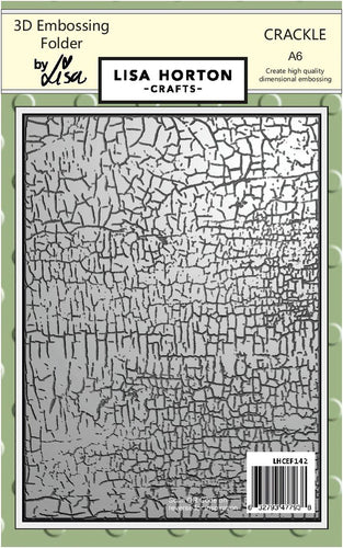 Lisa Horton Crafts - A6 3D Embossing Folder - Crackle. Available at Embellish Away located in Bowmanville Ontario Canada.