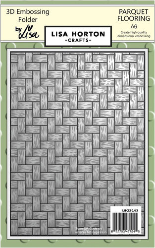Lisa Horton Crafts - A6 3D Embossing Folder - Parquet Flooring. Available at Embellish Away located in Bowmanville Ontario Canada.