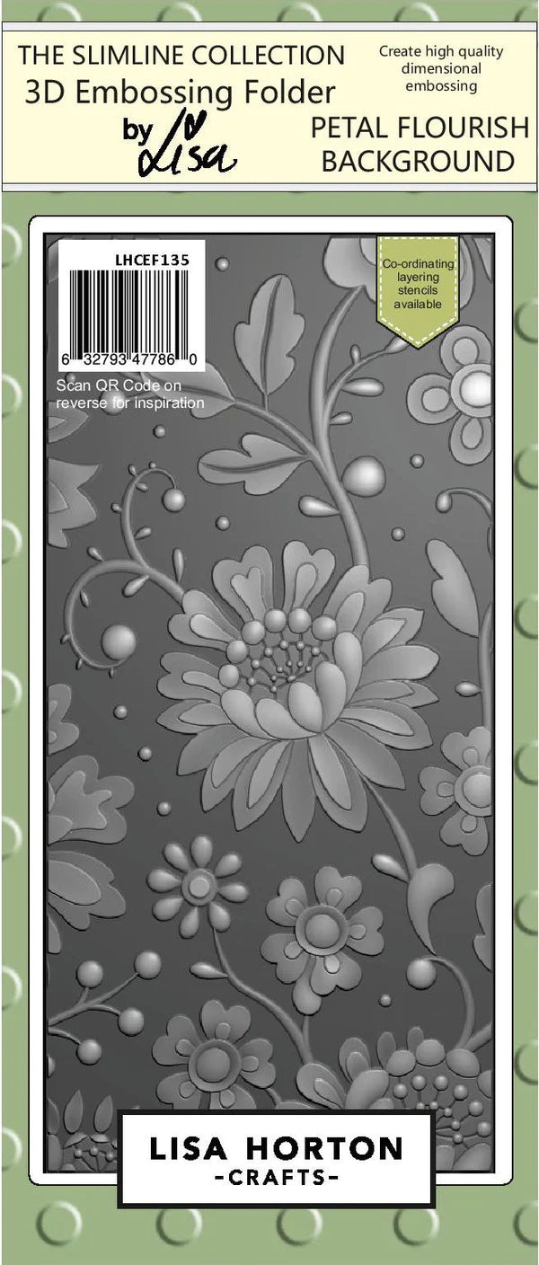 Lisa Horton Crafts - Background Slimline - Petal Flourish. Available at Embellish Away located in Bowmanville Ontario Canada.