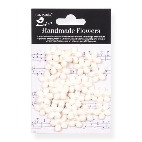 Little Birdie - Sparkle Florets Paper Flowers - 80/Pkg - Ivory Pearl. Available at Embellish Away located in Bowmanville Ontario Canada.