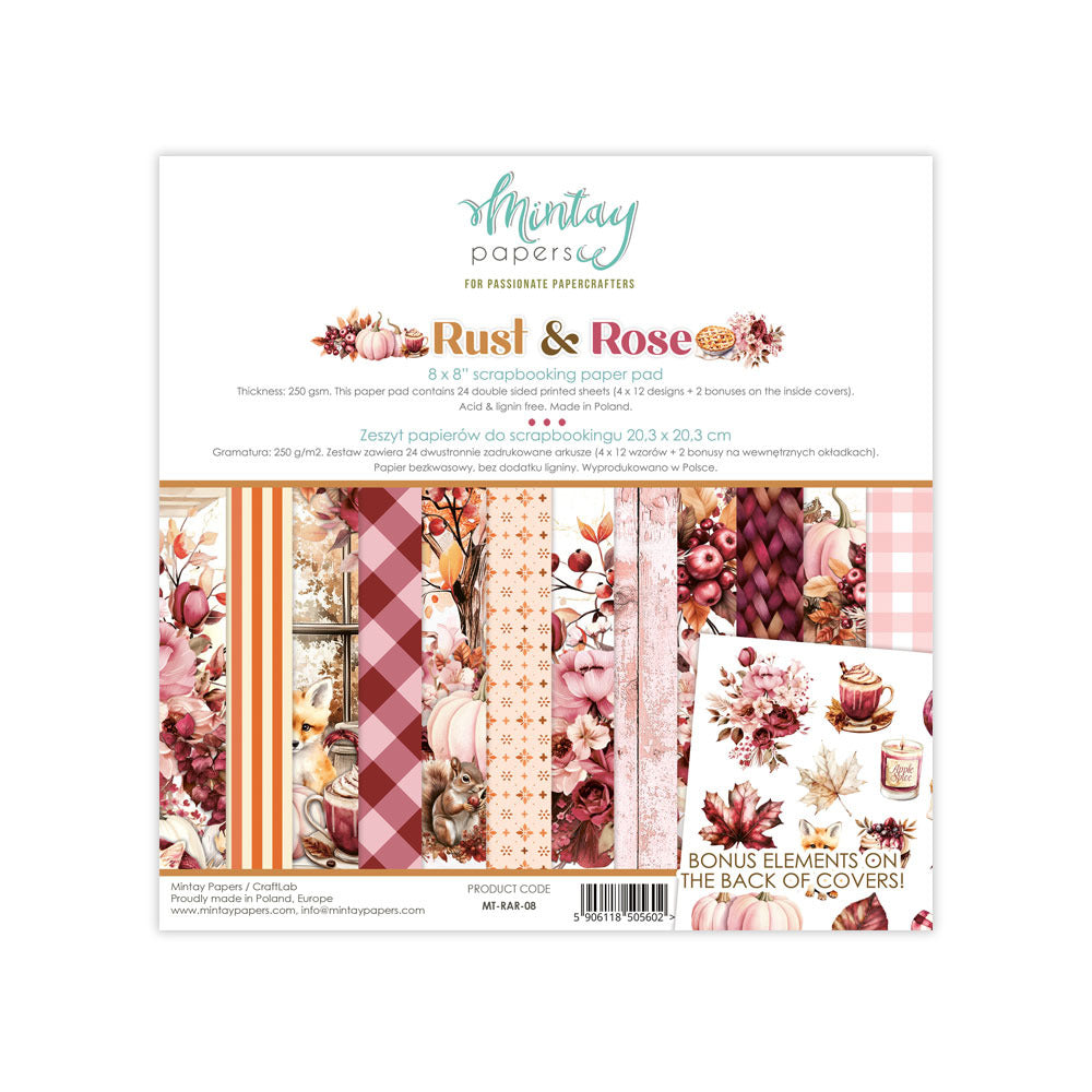 Mintay - 8X8 Paper Pad - Rust & Rose. Available at Embellish Away in Bowmanville Ontario Canada.