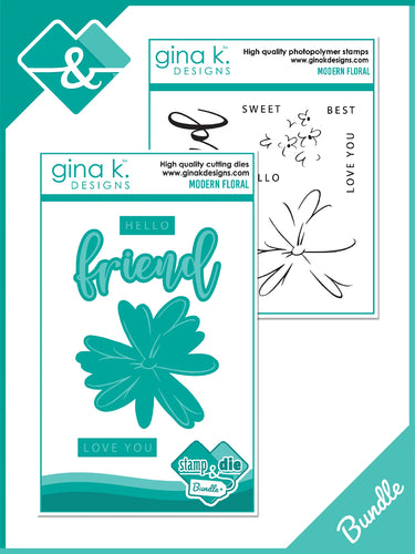 Gina K. Designs - Stamp & Die Set - Modern Floral. Modern Floral is a stamp set by Gina K Designs. This set is made of premium clear photopolymer and measures 4