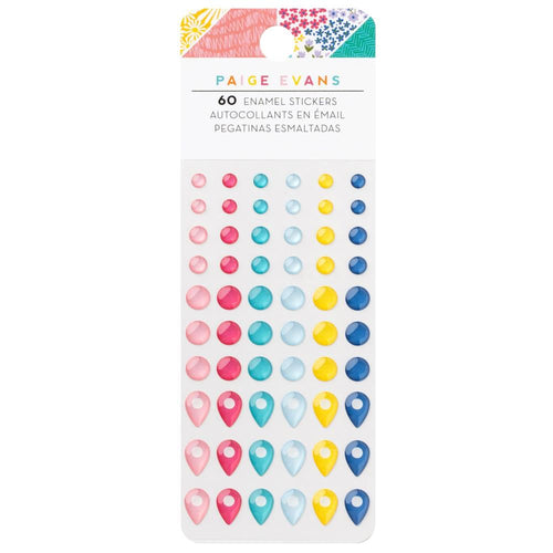 Paige Evans - Enamel Dots - 60/Pkg - Adventurous. Add some dimension to your projects with these enamel stickers! They're perfect for adding just the right amount of height to scrapbooks, cards, journals, planners, and so much more. Available at Embellish Away located in Bowmanville Ontario Canada.