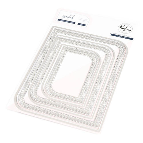 Pinkfresh Studio - Essentials Die Set - Rounded & Braided Rectangle. 6 piece die set designed as an essential for crafting basics. Each element in this set is a separate die to give you added versatility and endless design options. Available at Embellish Away located in Bowmanville Ontario Canada.