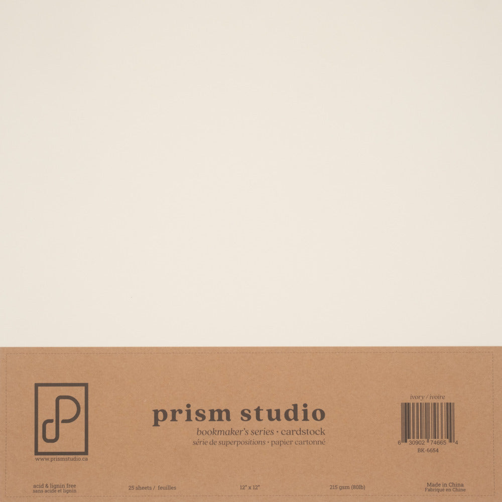 Prism Studio - 12X12 Bookmaker's Cardstock - 80lb - Ivory. For crafting, scrapbooking, invitations, and DIY. At Embellish Away in Ontario Canada.