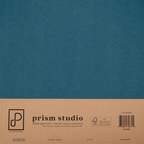 Prism Studio - 12X12 Whole Spectrum - Canvas Series Textured Cardstock - Oceanside. Available at Embellish Away in Ontario Canada.