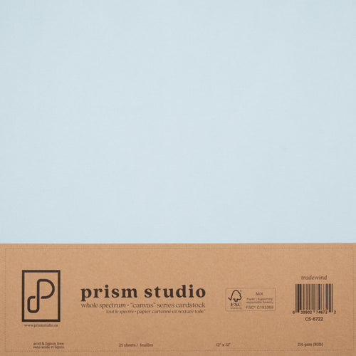 Prism Studio - 12X12 Whole Spectrum - Canvas Series Textured Cardstock - Tradewind. Available at Embellish Away in Ontario Canada.