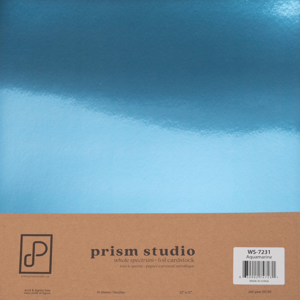 Prism Studio - 12X12 Whole Spectrum Foil Cardstock Pack - Aquamarine (15 Sheets). Available at Embellish Away located in Bowmanville Ontario Canada.