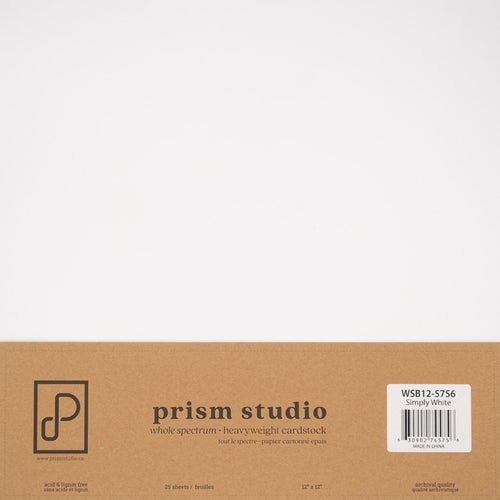Prism Studio - 12X12 Whole Spectrum Smooth Cardstock - 92lb - Simply White. Available at Embellish Away in Ontario Canada.