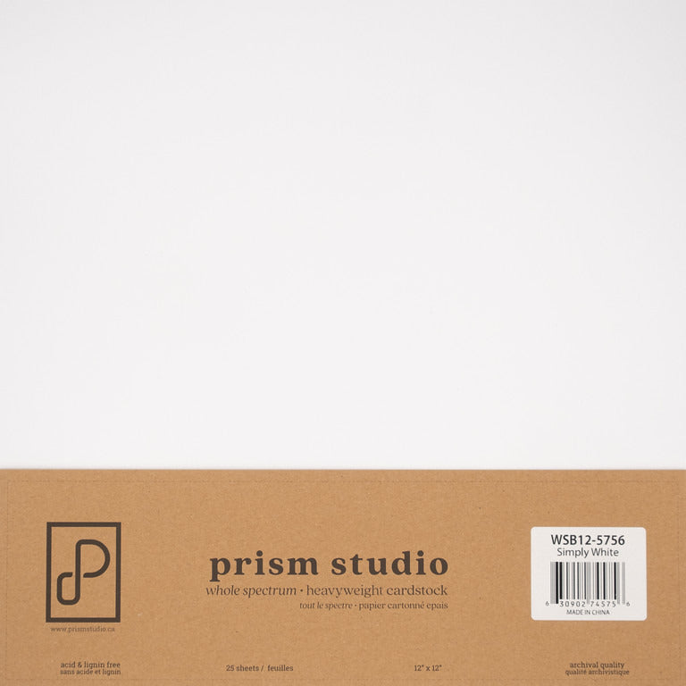 Prism Studio - 12X12 Whole Spectrum Smooth Cardstock - 92lb - Simply White. Available at Embellish Away in Ontario Canada.