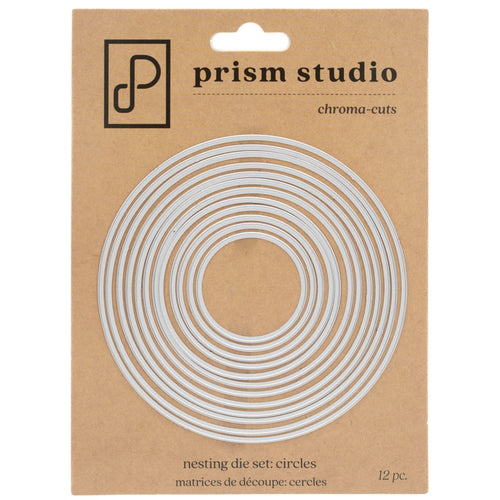Prism Studio - Dies - Nesting Circles. Sized to fit an A2 card 12 pieces total. Available at Embellish Away located in Bowmanville Ontario Canada.