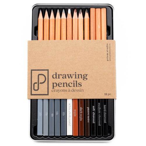 Prism Studio - Drawing Pencils - 12pc. Includes: Graphite Pencils (8b, 6b, 4b, 2b, hb). At Embellish Away in Bowmanville Ontario Canada.