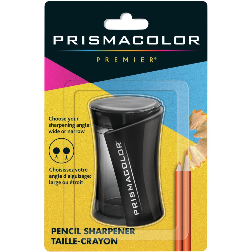 Prismacolor - Premier Pencil Sharpener. SANFORD-Prismacolor Premier Pencil Sharpener. Specifically designed to sharpen Prismacolor pencils to a perfect point - choose either a wide or narrow angle! Available at Embellish Away located in Bowmanville Ontario Canada.
