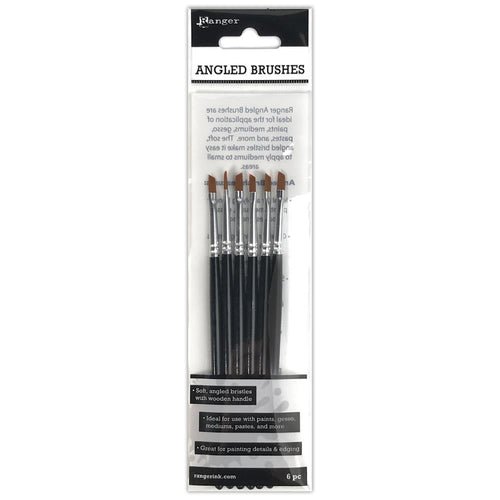 Ranger - Angled Brushes - 6/Pkg. For use with most acrylic, watercolor and oil paints! Whether you are a mixed media artist or crafter, these synthetic brushes produce beautiful results. Available at Embellish Away located in Bowmanville Ontario Canada.