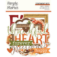 Load image into Gallery viewer, Simple Stories - Sentiment Bits &amp; Pieces - Simple Vintage Autumn Breeze. 49 Die Cut Cardstock Pieces. At Embellish Away in Bowmanville Ontario Canada.
