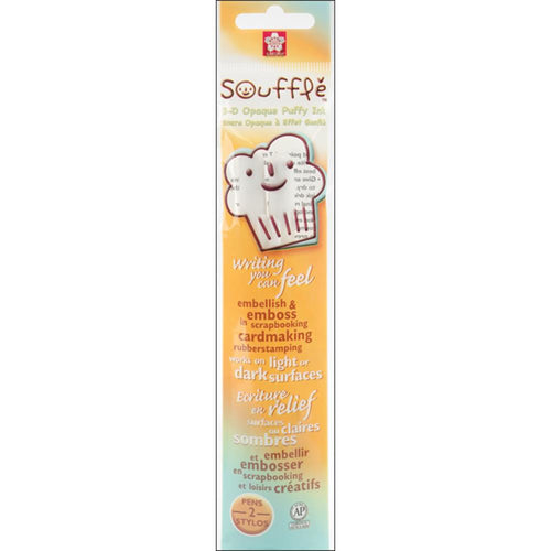 Sakura - Gelly Roll Souffle Opaque Puffy Ink Pens - 2 Pack - White. SAKURA-Souffle Opaque Puffy Ink Pens. These fun pens create writing that you can feel! Available at Embellish Away located in Bowmanville Ontario Canada.