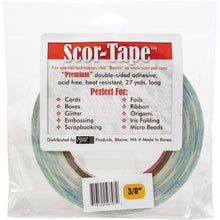 गैलरी व्यूवर में इमेज लोड करें, Scor-Tape - .375&quot;X27yd. Premium double-sided adhesive that is perfect for cards, boxes, glitter, embossing, scrapbooking, foils, ribbon, origami, iris folding, micro beads, and much more! This tape is acid free and heat resistant. Available at Embellish Away located in Bowmanville Ontario Canada.
