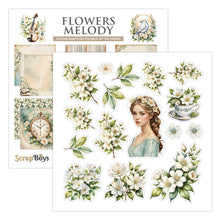 Charger l&#39;image dans la galerie, ScrapBoys - 8X8 Paper Pad - Flowers Melody. 12 sheets with 2 bonus on the back of the covers. Available at Embellish Away located in Bowmanville Ontario Canada.
