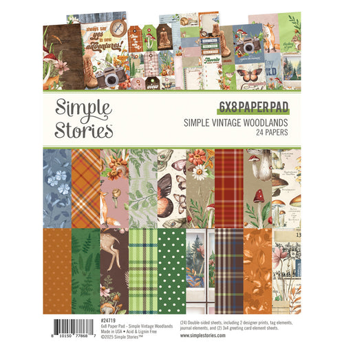 Simple Stories - 6X8 Paper Pad - Simple Vintage Woodlands. 24 Double-Sided Sheets. Available at Embellish Away located in Bowmanville Ontario Canada.