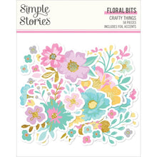 Load image into Gallery viewer, Simple Stories - Bits &amp; Pieces - 58/Pkg - Crafty Things - Floral. 58 Die Cut Cardstock Pieces. Includes Foil Accents. Available at Embellish Away located in Bowmanville Ontario Canada.
