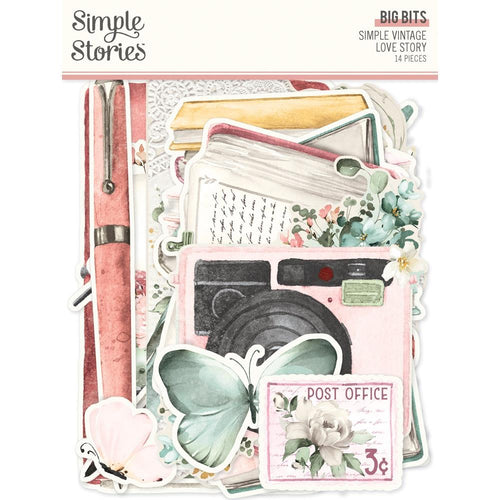 Simple Stories - Bits & Pieces Die-Cuts - 14/Pkg - Big - Simple Vintage Love Story. Die-cuts are a great addition to scrapbook pages, greeting cards and more! This package contains 14 extra-large die-cut cardstock pieces. Available at Embellish Away located in Bowmanville Ontario Canada.