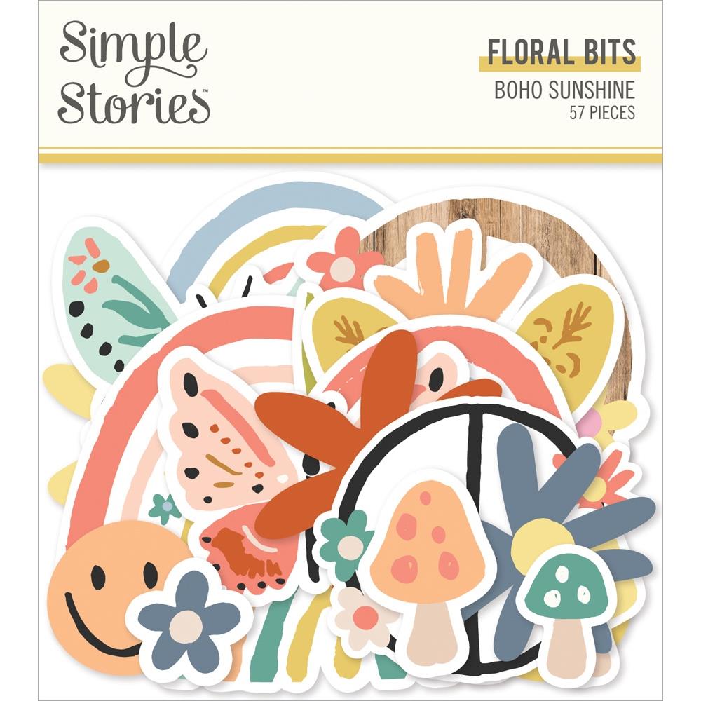 Simple Stories - Bits & Pieces Die-Cuts - 57/Pkg - Boho Sunshine - Floral. Die-Cuts are a great addition to scrapbook pages, greeting cards and more! The perfect embellishment for all your paper crafting needs! Available at Embellish Away located in Bowmanville Ontario Canada.