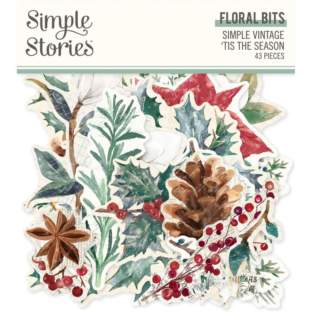Simple Stories - Bits & Pieces Die-Cuts - 43/Pkg - Floral - Simple Vintage 'Tis The Season. Take your projects to the next level and put the perfect finishing touch with die cut embellishments. Available at Embellish Away located in Bowmanville Ontario Canada.