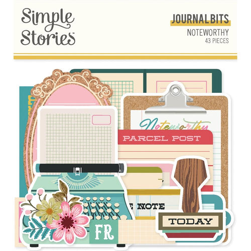 Simple Stories - Bits & Pieces Die-Cuts - 43/Pkg - Journal - Noteworthy. Die-cuts are a great addition to scrapbook pages, greeting cards and more! The perfect embellishment for all your paper crafting needs! Available at Embellish Away located in Bowmanville Ontario Canada.