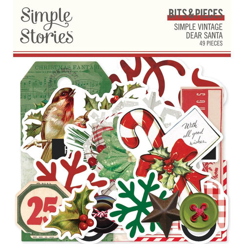 Simple Stories - Bits & Pieces Die-Cuts - 49/Pkg - Simple Vintage Dear Santa. Take your projects to the next level and put the perfect finishing touch with die cut embellishments. They can add dimensions and color to your projects. Available at Embellish Away located in Bowmanville Ontario Canada.