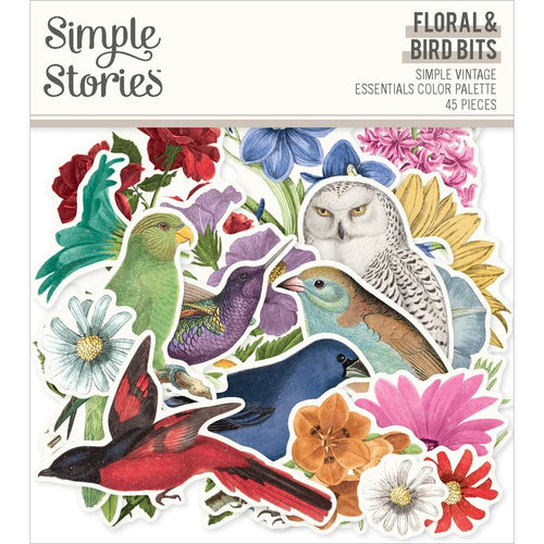 Simple Stories - Bits & Pieces Die-Cuts - 45/Pkg - Simple Vintage Essentials Color Palette - Floral & Birds. Die-cuts are a great addition to scrapbook pages, greeting cards and more! The perfect embellishment for all your paper crafting needs! Available at Embellish Away located in Bowmanville Ontario Canada.