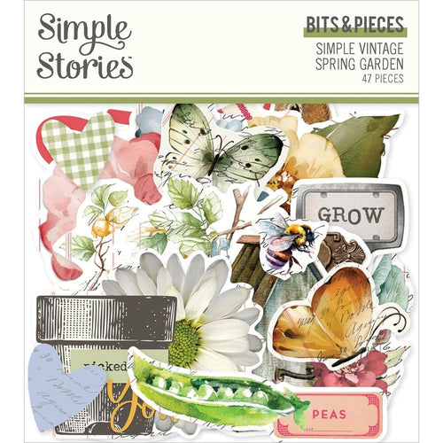 Simple Stories - Bits & Pieces Die-Cuts - 47/Pkg - Simple Vintage Spring Garden. Die-cuts are a great addition to scrapbook pages, greeting cards and more! The perfect embellishment for all your paper crafting needs! Available at Embellish Away located in Bowmanville Ontario Canada.