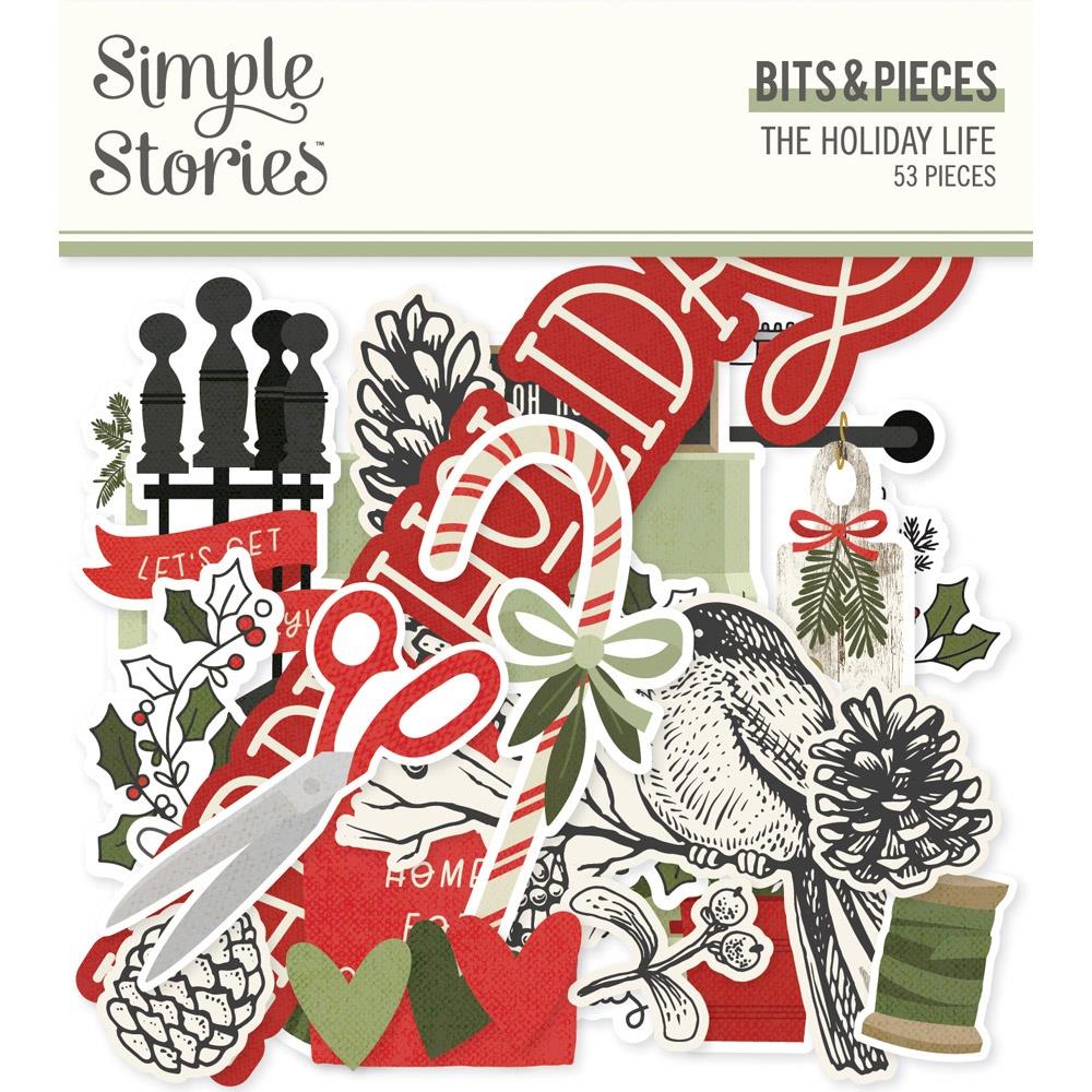 Simple Stories - Bits & Pieces Die-Cuts - 53/Pkg - The Holiday Life. Take your projects to the next level and put the perfect finishing touch with die cut embellishments. Available at Embellish Away located in Bowmanville Ontario Canada.