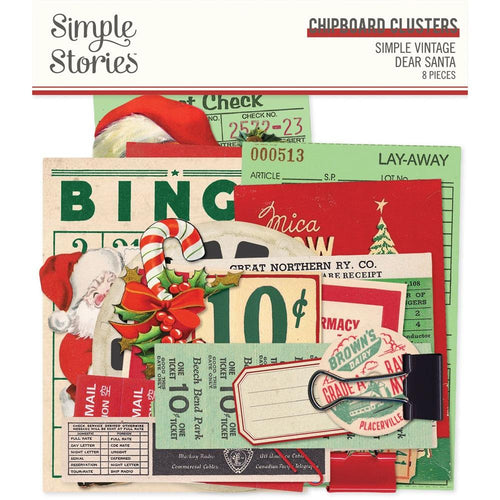 Simple Stories - Chipboard Clusters - Simple Vintage Dear Santa. While you need the perfect paper to start your project, you also need the perfect embellishment to finish your project! Available at Embellish Away located in Bowmanville Ontario Canada.