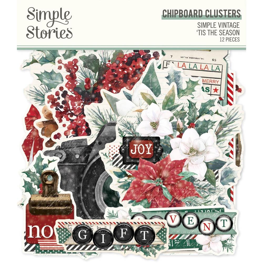Simple Stories - Chipboard Clusters - Simple Vintage 'Tis The Season. While you need the perfect paper to start your project, you also need the perfect embellishment to finish your project! Available at Embellish Away located in Bowmanville Ontario Canada.
