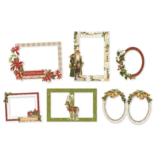 Simple Stories - Chipboard Frames - Simple Vintage Yuletide. Embellishments can add whimsy, dimension, color and style to greeting cards, scrapbook pages, altered art, mixed media and more. This package contains 6 Chipboard Frames. Available at Embellish Away located in Bowmanville Ontario Canada.