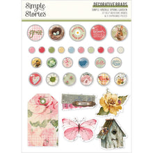 Load image into Gallery viewer, Simple Stories - Decorative Brads - Simple Vintage Spring Garden. Add unique embellishments to greeting cards, scrapbooking pages, mixed media and all your craft projects with decorative brads and chipboard pieces. Available at Embellish Away located in Bowmanville Ontario Canada.
