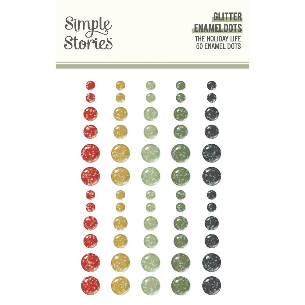 Simple Stories - Enamel Dots Embellishments - Glitter - The Holiday Life. While you need the perfect paper to start your project, you also need the perfect embellishment to finish your project! Available at Embellish Away located in Bowmanville Ontario Canada.