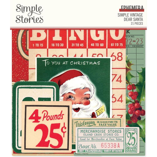 Simple Stories - Ephemera - 21/Pkg - Simple Vintage Dear Santa. Die-Cuts are a great addition to scrapbook pages, greeting cards and more! The perfect embellishment for all your paper crafting needs! Available at Embellish Away located in Bowmanville Ontario Canada.