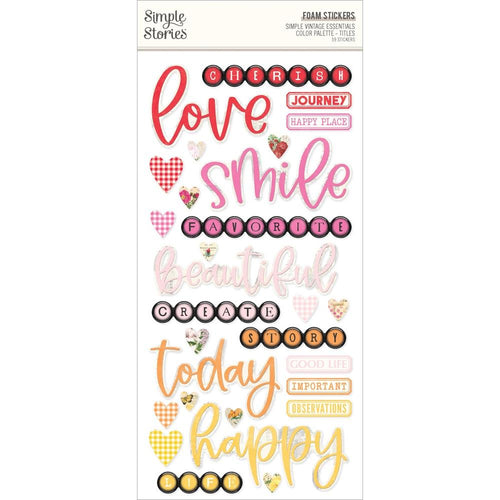 Simple Stories - Foam Stickers - 59/Pkg - Essentials Color Palette - Titles. If you want to add a bit of dimension to your projects these foam stickers will do the job. Available at Embellish Away located in Bowmanville Ontario Canada.