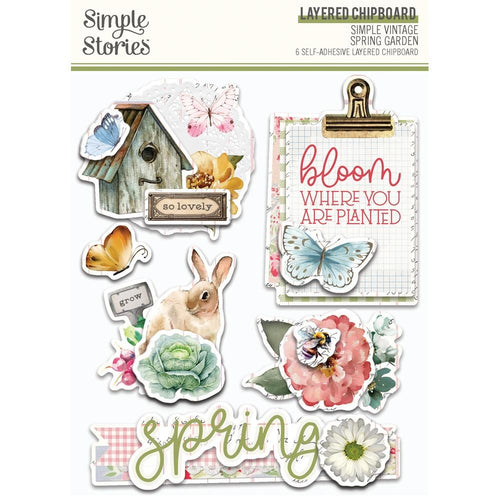 Simple Stories - Layered Chipboard Die-Cuts - Simple Vintage Spring Garden. While you need the perfect paper to start your project, you also need the perfect embellishment to finish your project! Available at Embellish Away located in Bowmanville Ontario Canada.