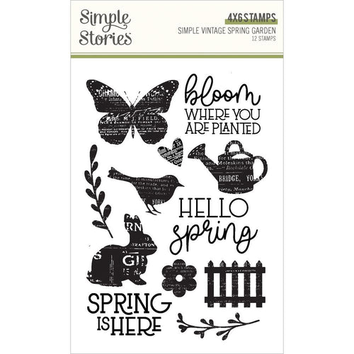 Simple Stories - Photopolymer Clear Stamps - Simple Vintage Spring Garden. These stamps are perfect for cards, slimline cards, scrapbook pages, and other paper crafting and mixed media projects. Available at Embellish Away located in Bowmanville Ontario Canada.