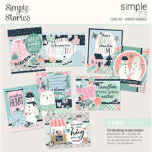 Load image into Gallery viewer, Simple Stories - Simple Cards Card Kit - Winter Wonder. An all-inclusive kit to create 8 cards in minutes. Each kit includes (8) card bases, a variety of die-cut and chipboard pieces as well as complete color step by step instructions. Available at Embellish Away located in Bowmanville Ontario Canada.
