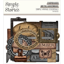 Load image into Gallery viewer, Simple Stories - Simple Vintage Essentials - Chipboard - 78/Pkg - Metal Hardware. Die-Cuts are a great addition to scrapbook pages, greeting cards and more! The perfect embellishment for all your paper crafting needs! Available at Embellish Away located in Bowmanville Ontario Canada.
