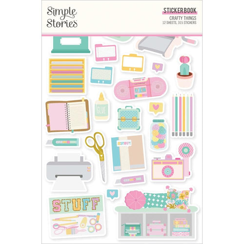 Simple Stories - Sticker Book - 12/Sheets - Crafty Things. 12 Sticker Sheets, (315) stickers. Available at embellish Away located in Bowmanville Ontario Canada.