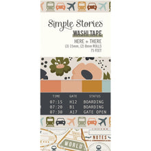 Load image into Gallery viewer, Simple Stories - Washi Tape - Here &amp; There - 5/Pkg. This package of washi tape features five rolls. There are two 8 mm wide rolls and three 15 mm wide rolls. There are 75 feet of washi tape altogether. Available at Embellish Away located in Bowmanville Ontario Canada.

